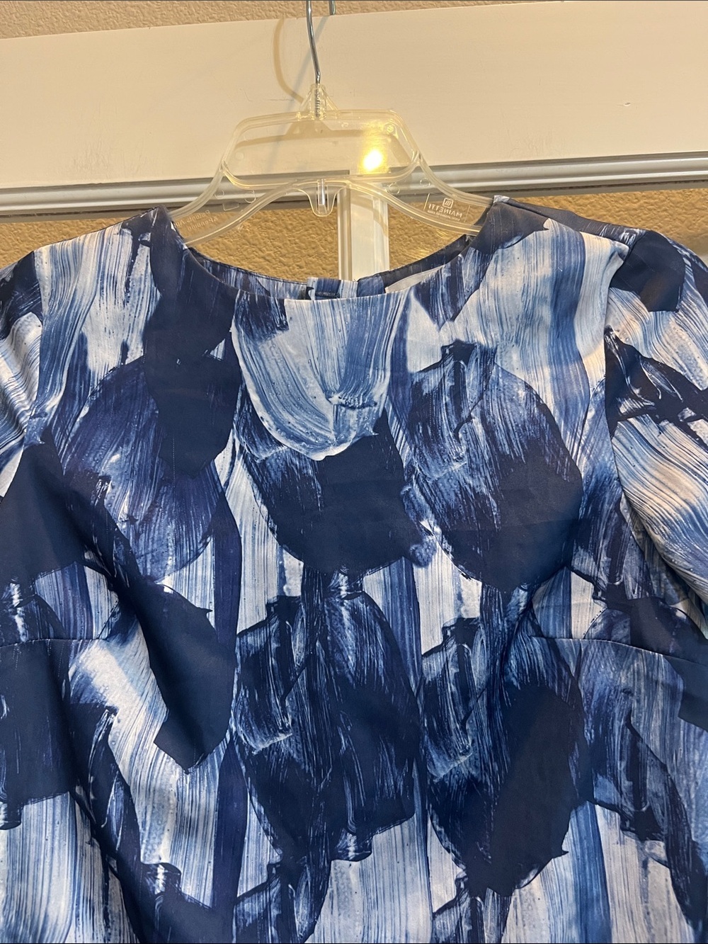 H&M Navy and White Brushstroke Short Sleeve Blouse - Picture 2 of 6